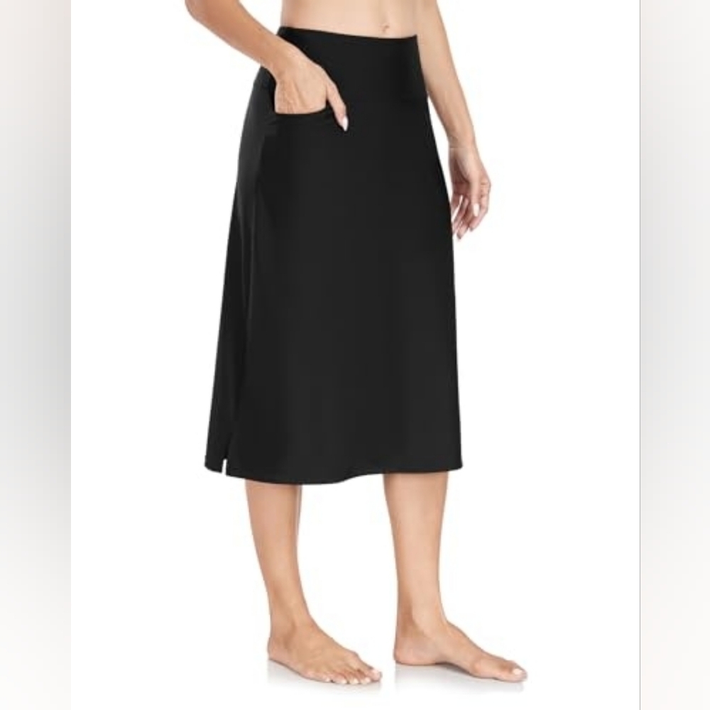 Women's Size 14 Swim Skirt Modest Vacation Travel Black Sun Protection